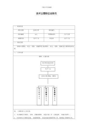 技术主管职位说明书样本
