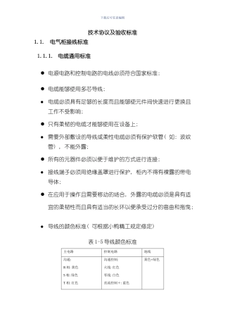 技术协议及验收标准电气部分样本