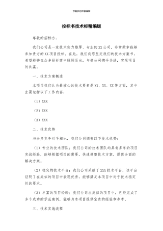 投标书技术标精编版