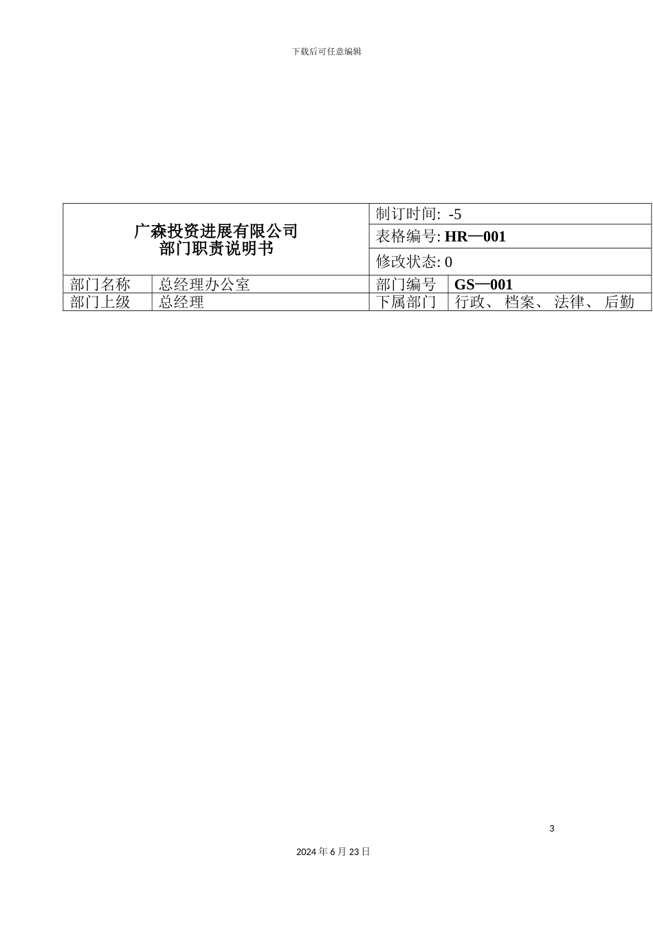 投资发展有限公司工作职责说明书_第3页