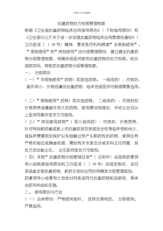 抗菌药物处方权限管理制度样本
