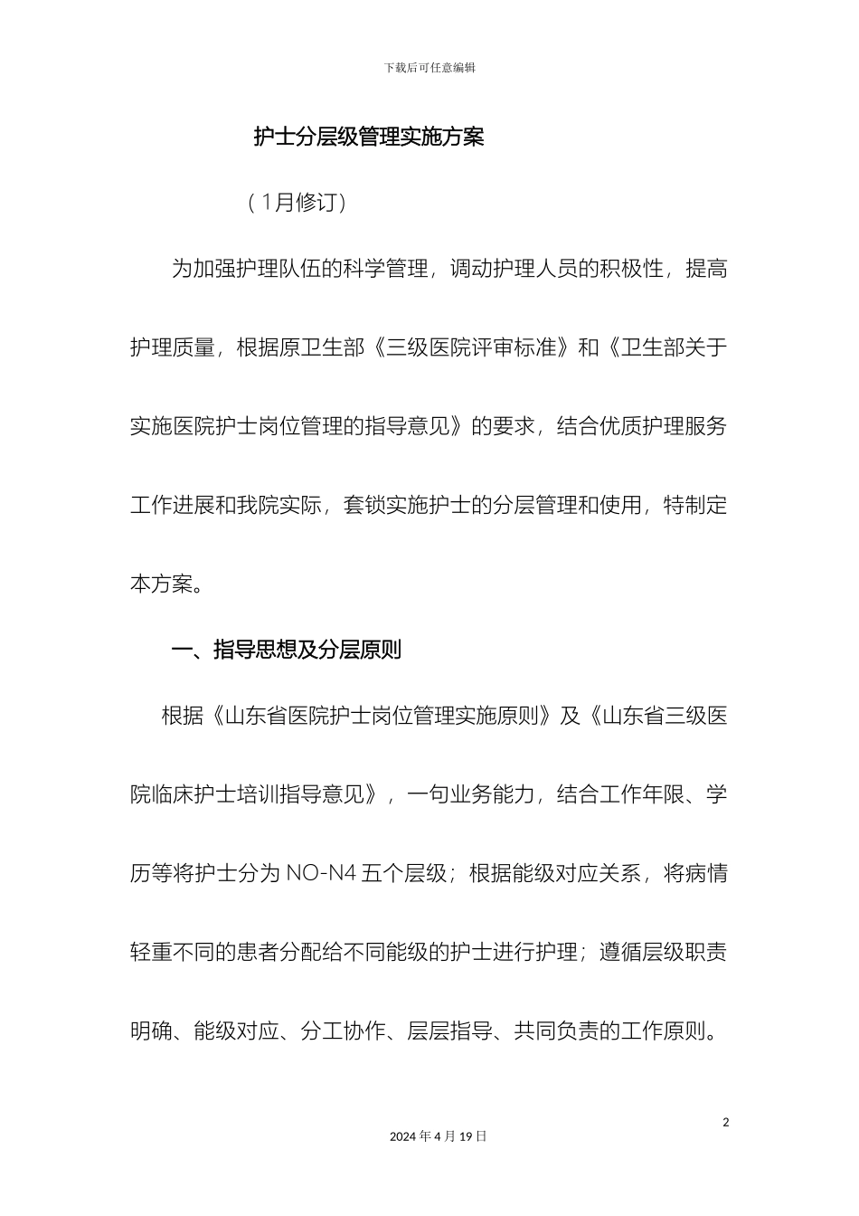 护士分层级管理实施方案_第2页