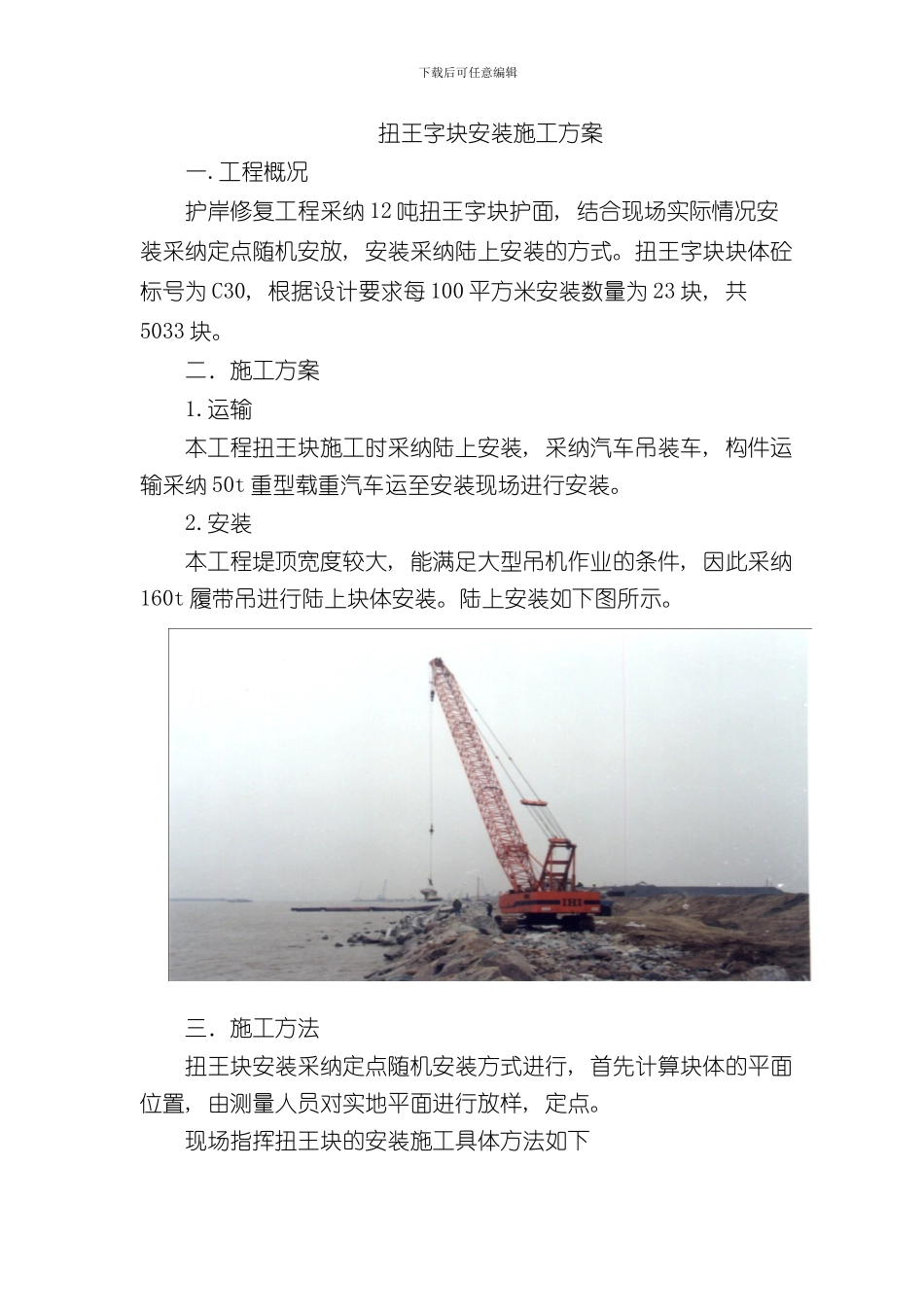护岸扭王块安装方案样本_第2页