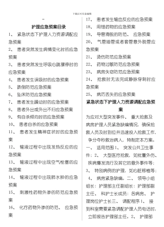 护理应急预案完整版样本