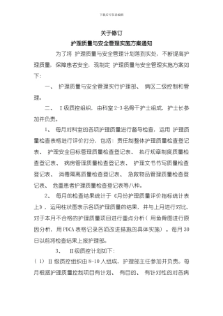 护理质量小组成员方案样本