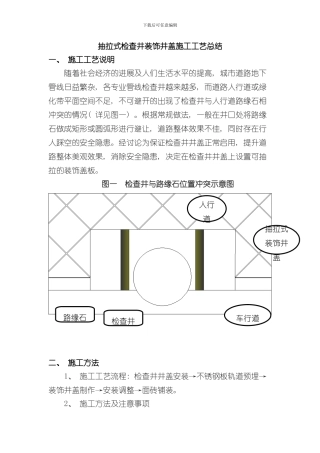 抽拉式检查井装饰井盖施工工艺总结样本