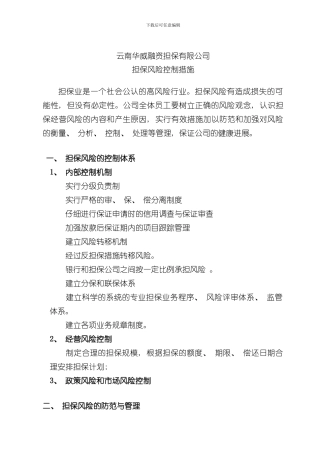 担保风险控制措施样本