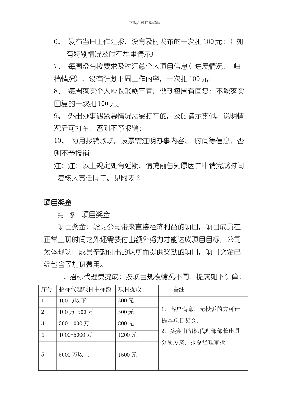 招标代理部各岗位职责及奖金制度样本_第3页