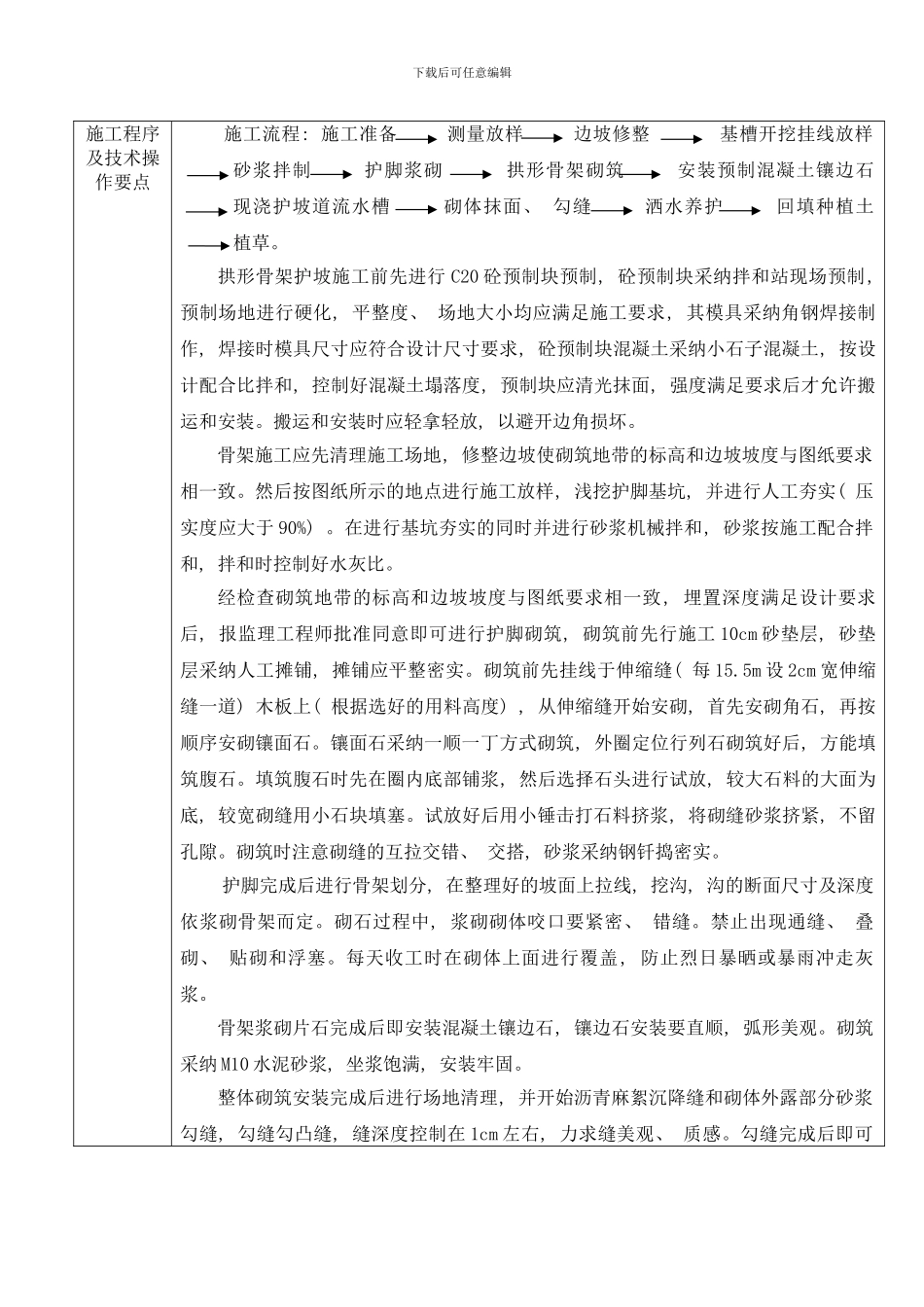 拱形骨架植草护坡施工技术交底样本_第2页