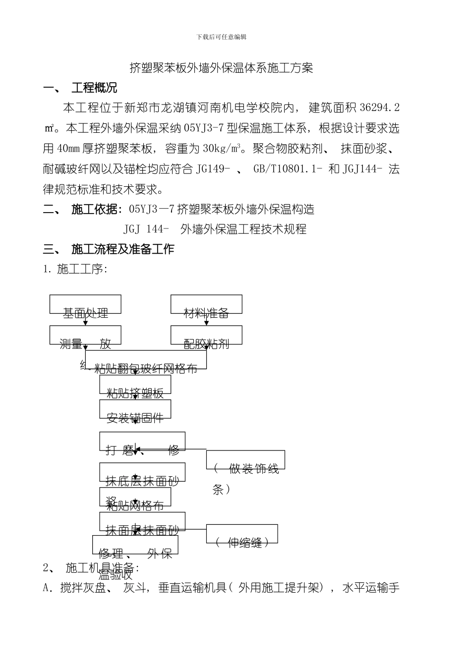 挤塑聚苯板外墙外保温体系施工方案样本_第1页