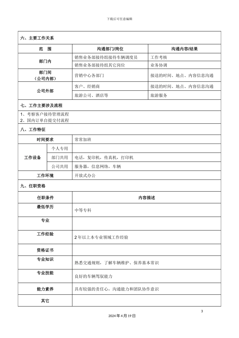 接待司机岗位说明书_第3页