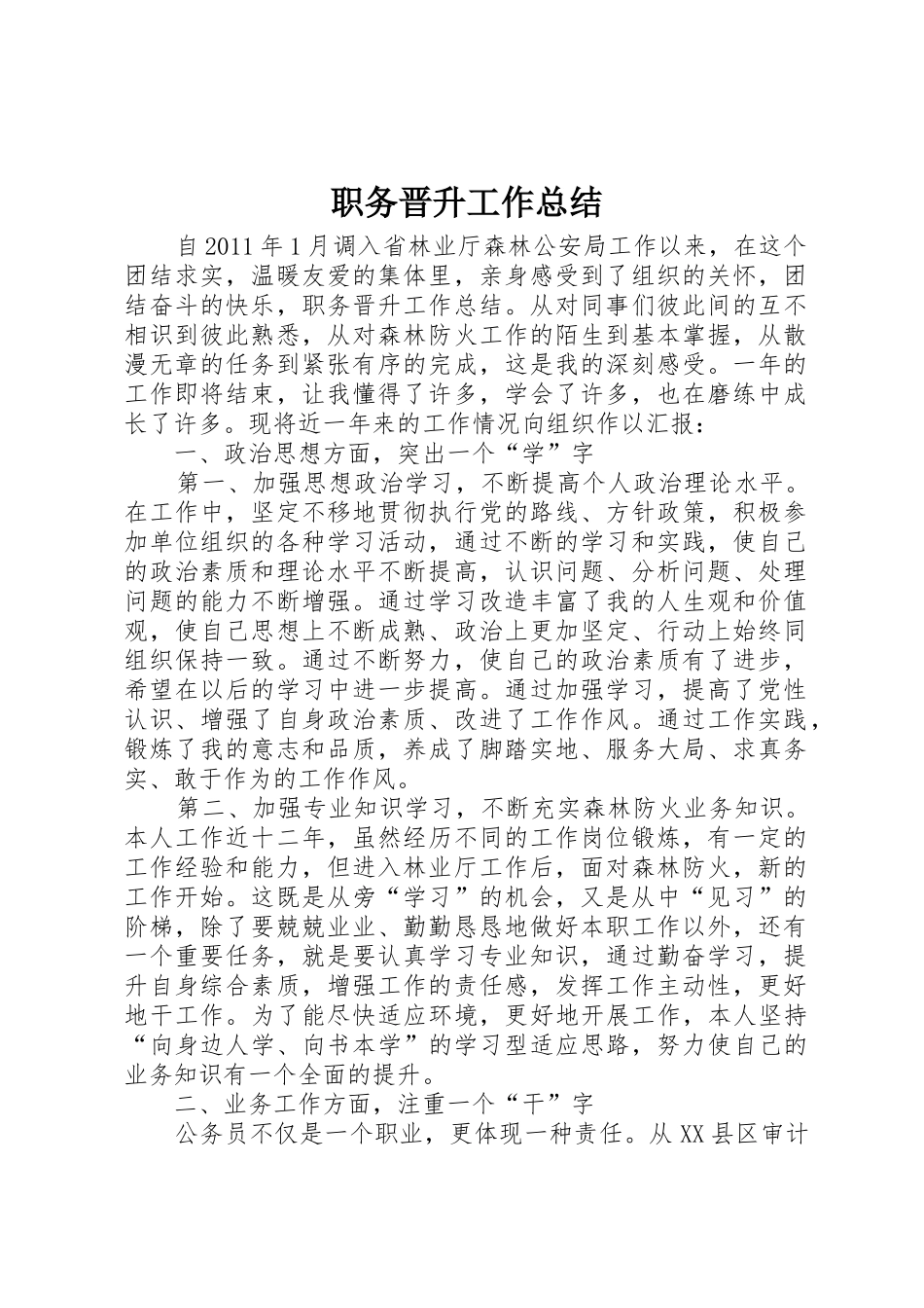 职务晋升工作总结_1_第1页