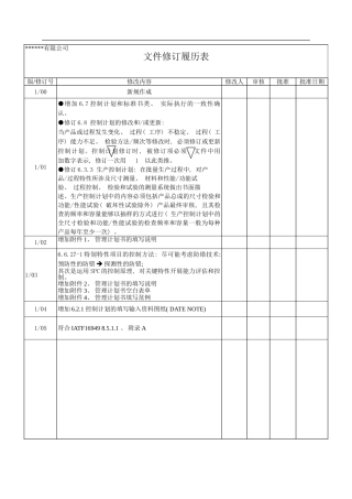 控制计划管理程序样本