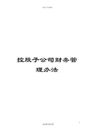 控股子公司财务管理办法