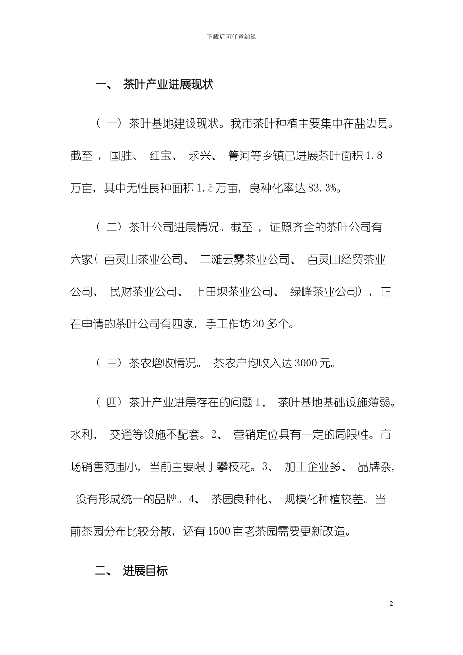 攀枝花市茶叶基地发展规划模板_第2页