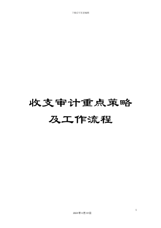 收支审计重点策略及工作流程