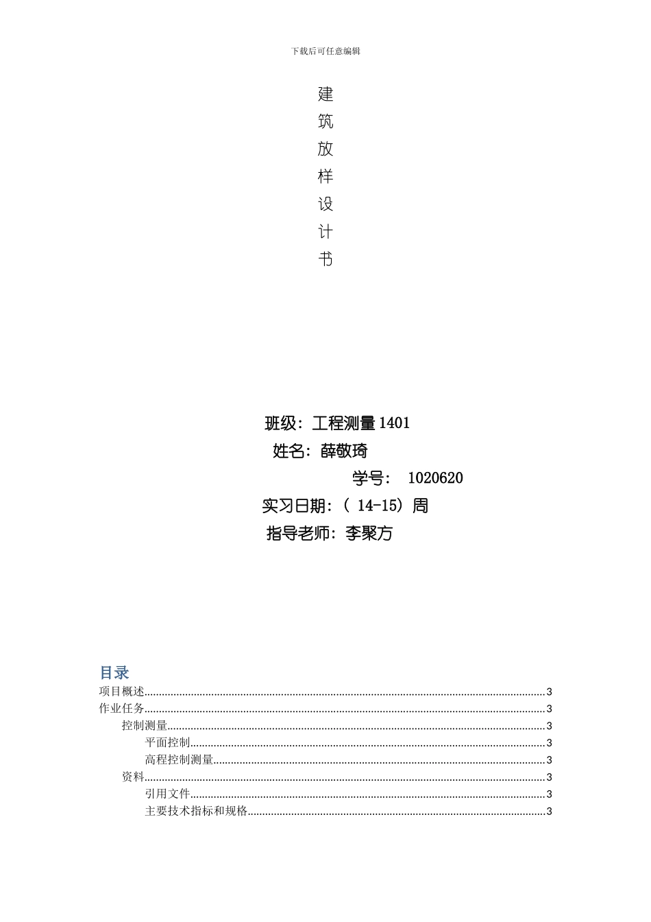 放样设计书样本_第1页