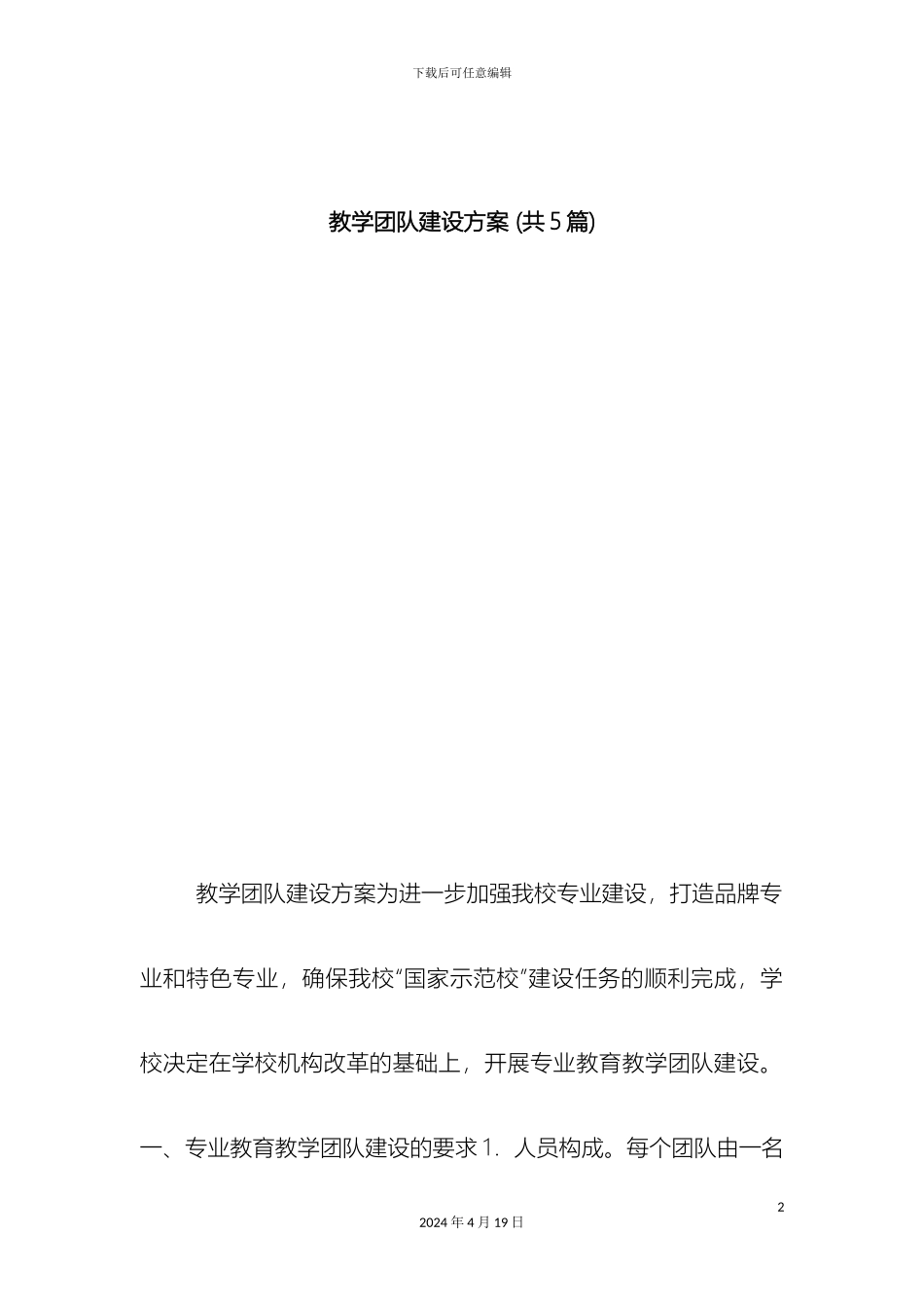 教学团队建设方案_第2页