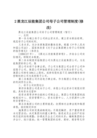 2黑龙江辰能集团公司母子公司管理制度(修改)