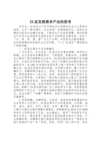 XX县发展黑米产业的思考