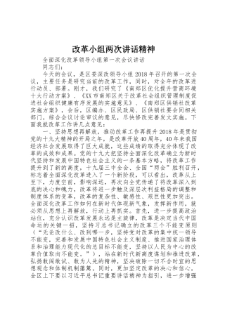 改革小组两次讲话精神