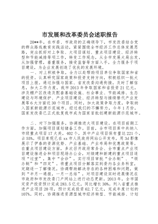 市发展和改革委员会述职报告