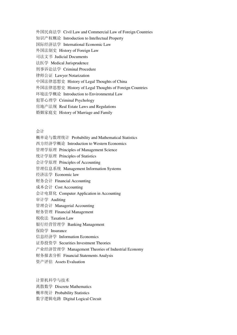 大学课程名称英文大全_第3页