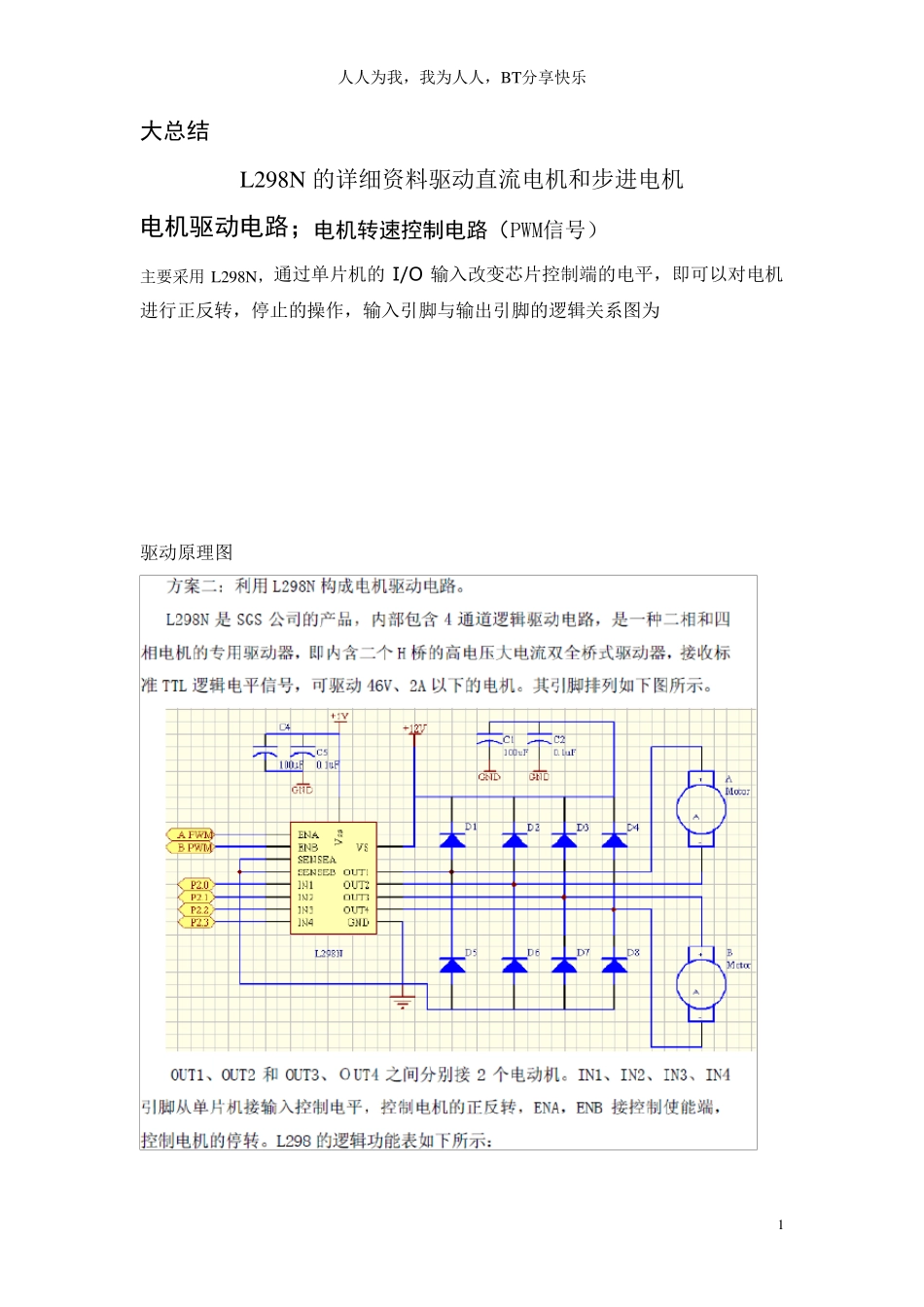 大总结L298N的详细资料驱动直流电机和步进电机_第1页