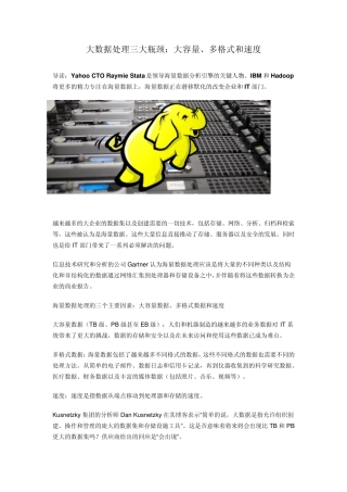 大数据处理三大瓶颈：大容量、多格式和速度