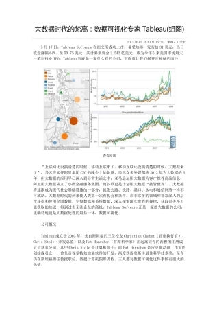 大数据时代的梵高：数据可视化专家Tableau(组图)