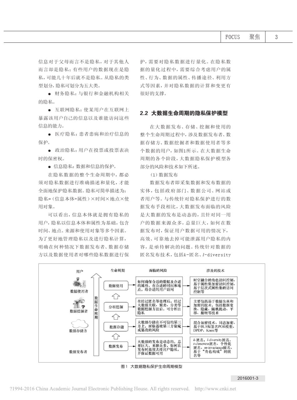 大数据隐私保护技术综述_方滨兴_第3页