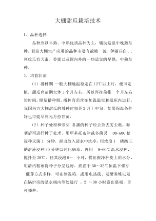 大棚甜瓜栽培技术王老师