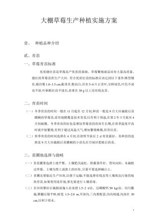 大棚草莓生产种植实施方案