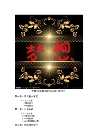 大棚蔬菜种植创业项目策划书