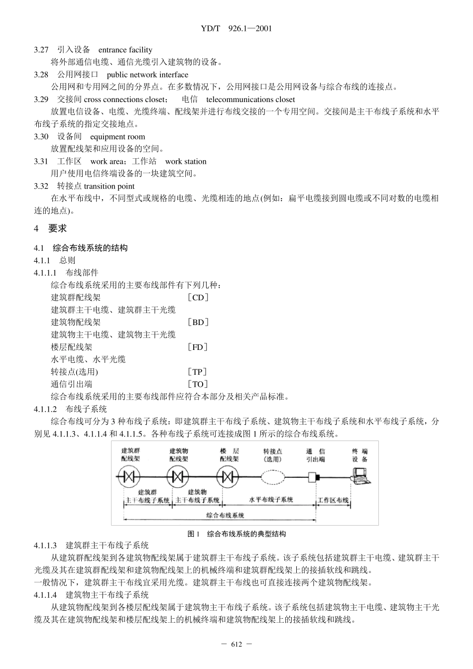 大楼通信综合布线系统第1部分：总规范(YD.T926.1)_第3页