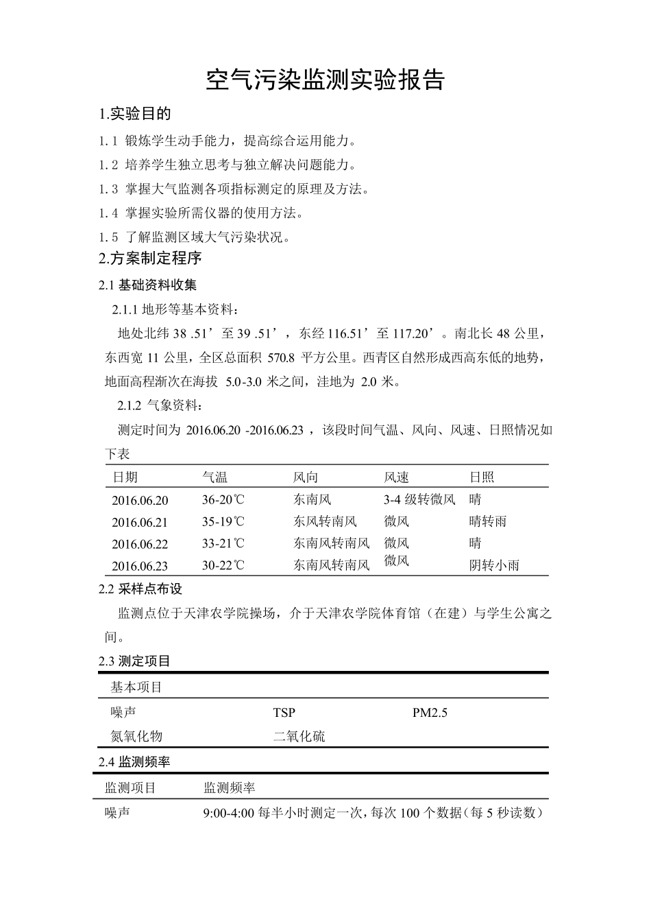 大气环境监测实验报告_第1页