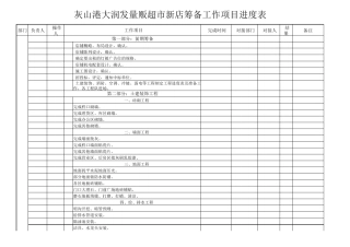 大润发超市筹备新工作项目进度表