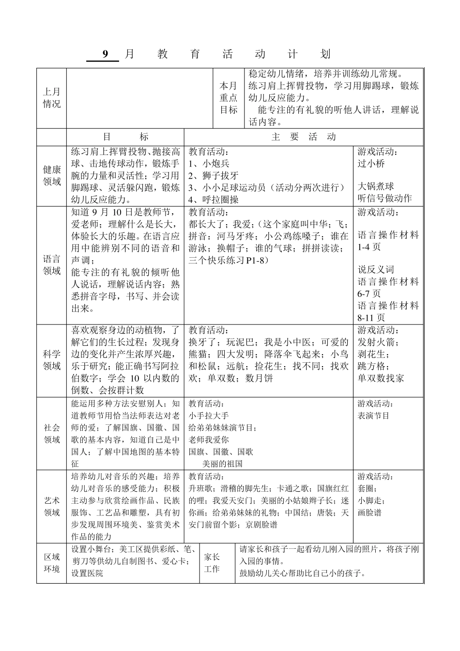 大班上学期月计划周计划_第1页