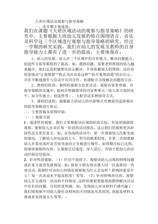 大班区域活动观察与指导策略