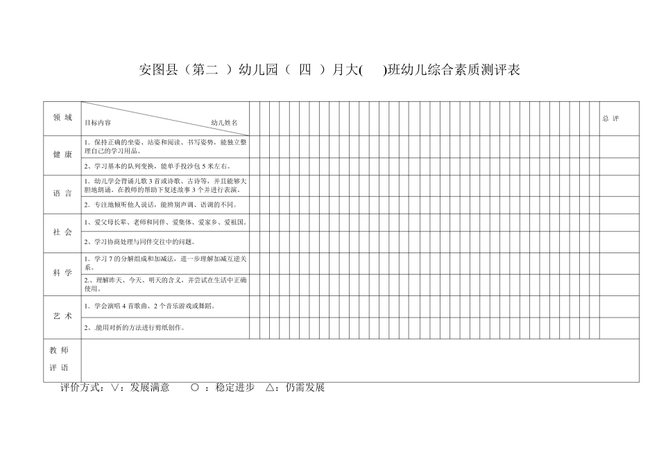 大班幼儿综合素质测评表3—12_第2页