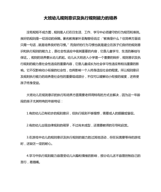 大班幼儿规则意识及执行规则能力的培养