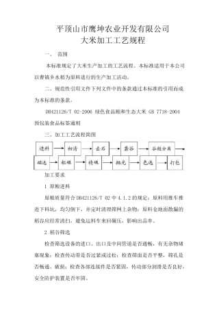 大米加工工艺规程