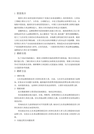 大米营销市场调研报告