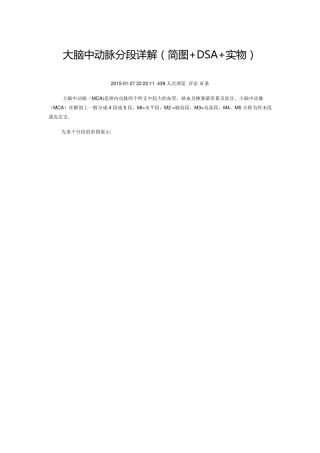 大脑中动脉分段详解(简图+DSA+实物)