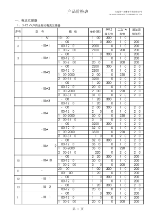 大连一互电流感器面价表