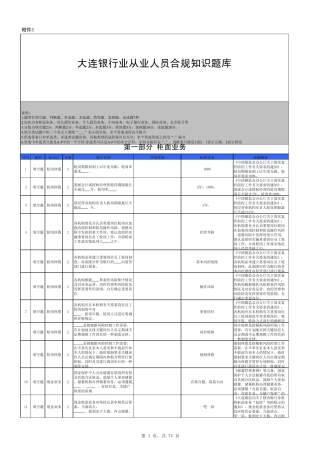 大连银行业从业人员合规知识题库
