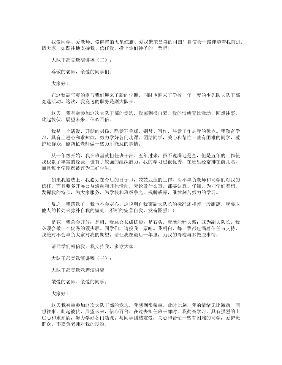 大队干部竞选演讲稿8篇完美版_第2页