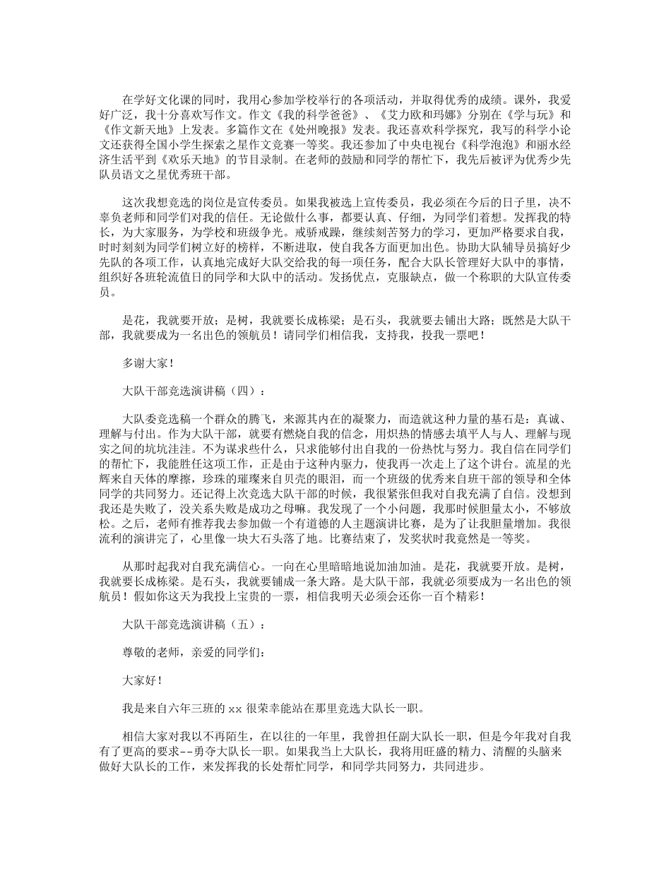 大队干部竞选演讲稿8篇完美版_第3页