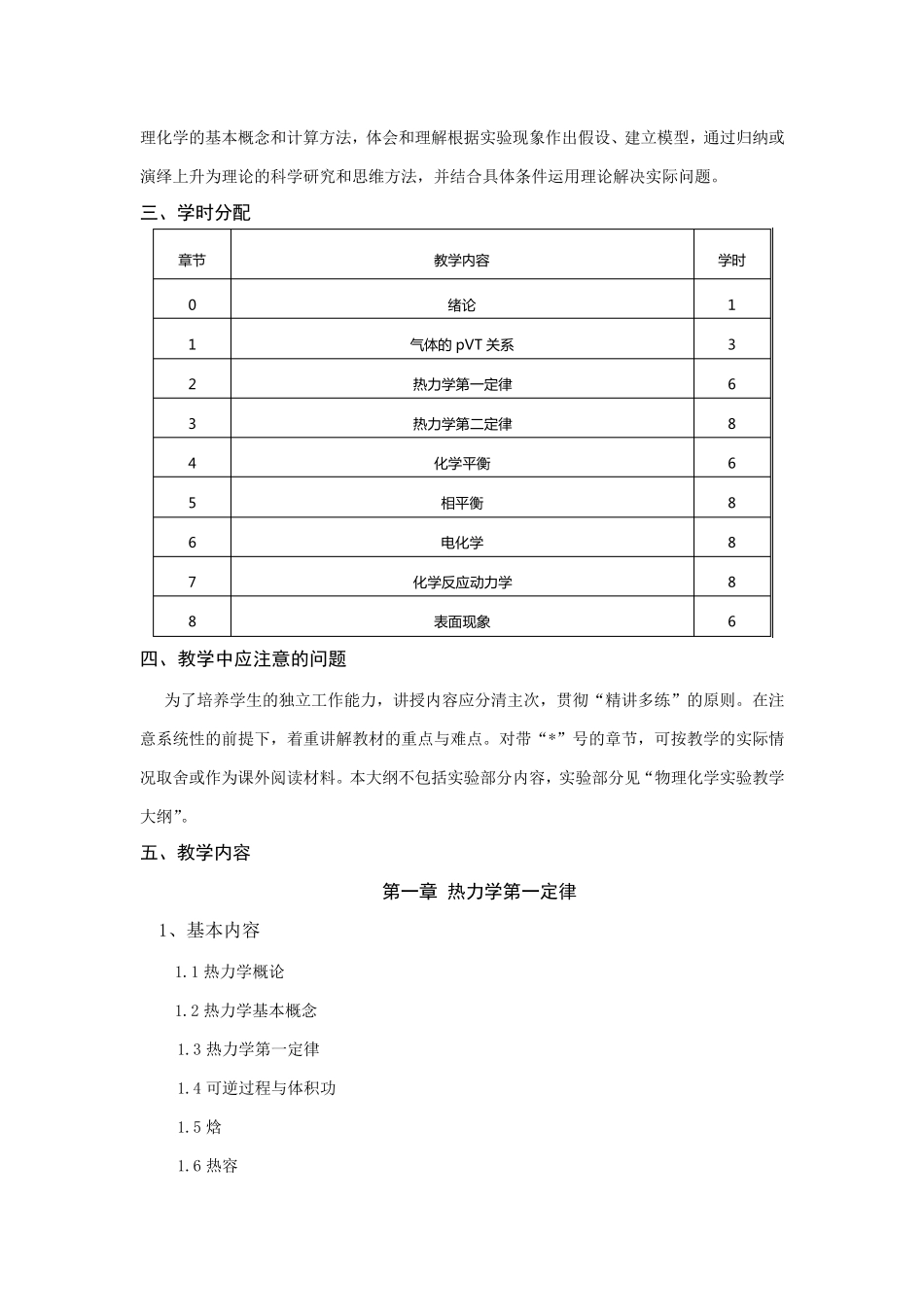 天大版“物理化学简明简称”教学大纲_第2页