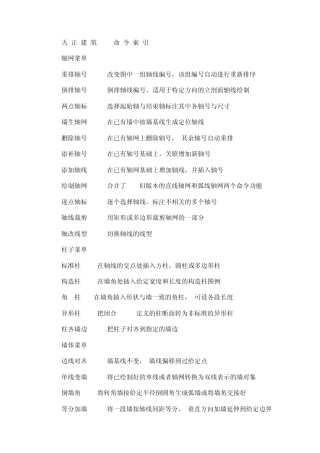 天正建筑7.0命令索引